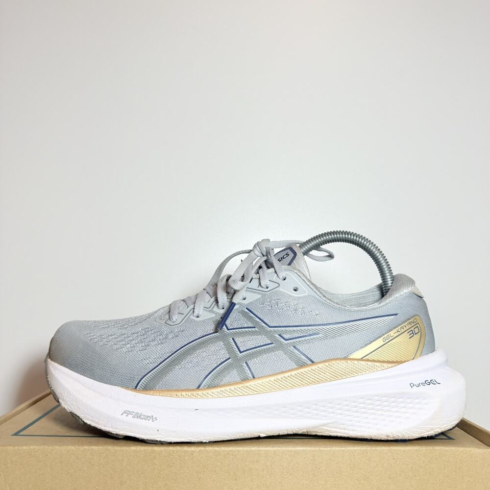 ASICS GEL-KAYANO 30 Womens Running Shoes Size 9 Grey Gold Cushioned Sneaker Walk